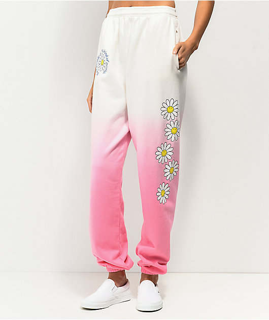 By Samii Ryan x Smiley Kind People Pink White Dip Dye Sweatpants