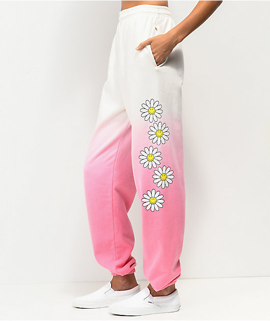 By Samii Ryan x Smiley Kind People Pink White Dip Dye Sweatpants