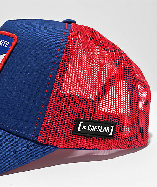 CAPSLAB Mushroom Blue & Red Trucker Hat