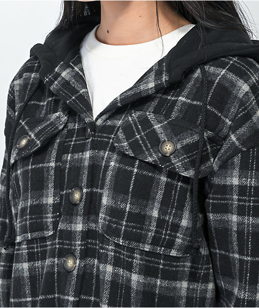 Cali 1850 Black Hooded Flannel Jacket