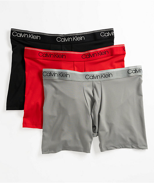 Calvin Klein Microfiber Stretch Black, Red & Grey 3-Pack Boxer