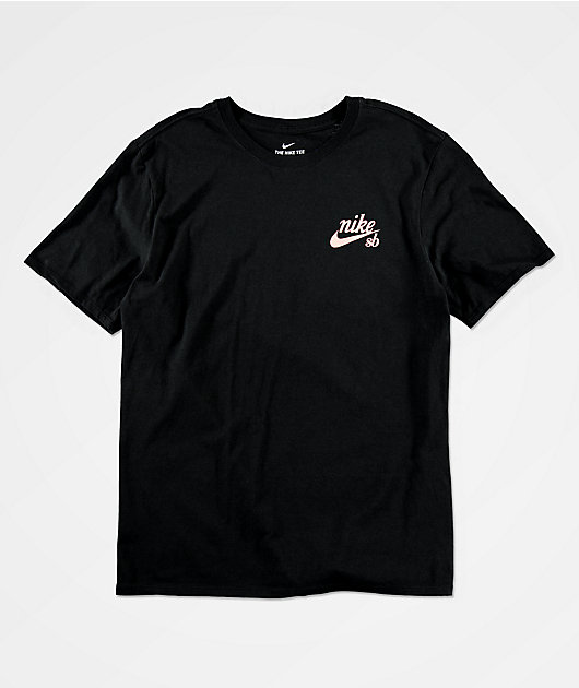 Brillante rodillo alto Camiseta Nike SB Big Dog negra y rosa