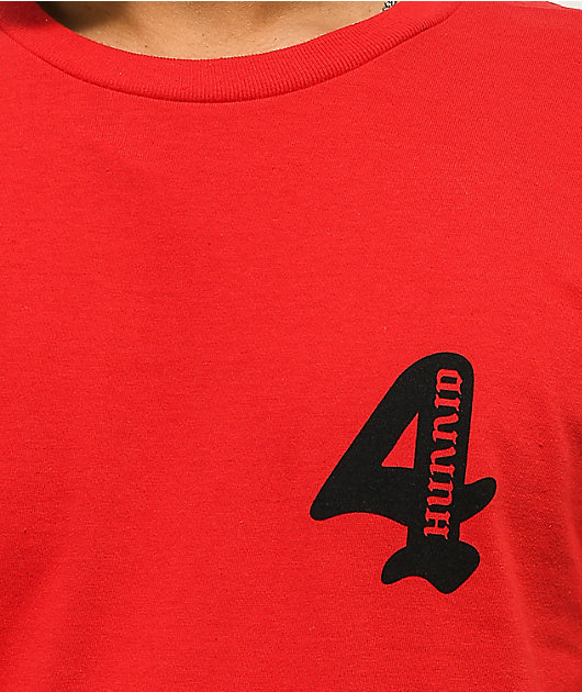 Camiseta roja con el logotipo de 4Hunnid 4H
