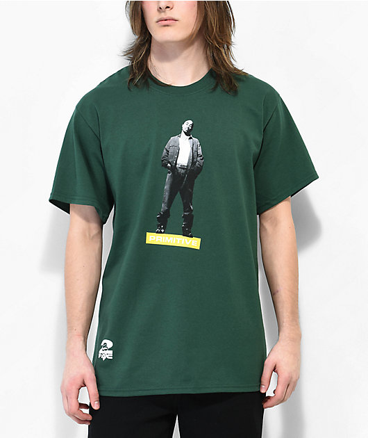 Prima vestíbulo Flotar Camiseta verde Primitive x Tupac Posted