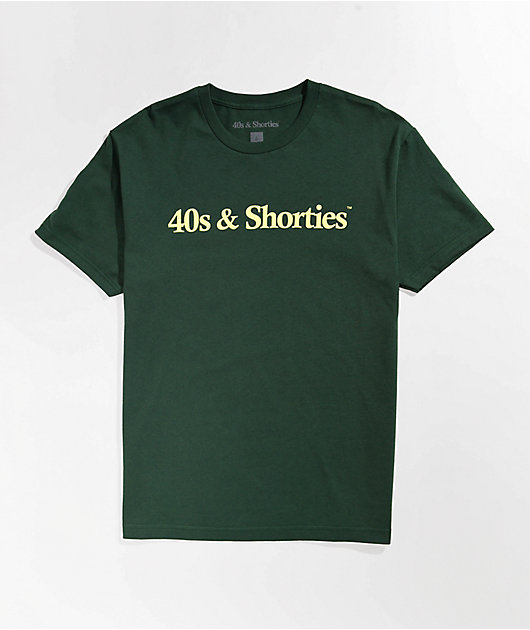 Camiseta verde y amarilla con el logotipo de 40s & Shorties