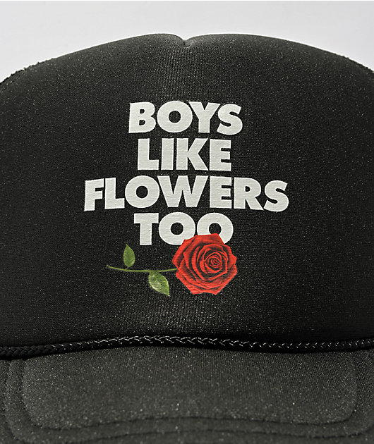 Can't Blame The Youth Boys Like Flowers Black Trucker Hat