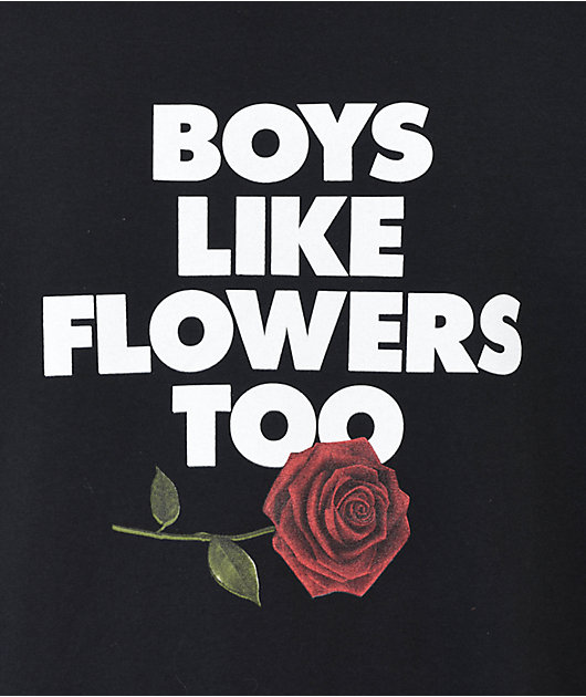 Can't Blame The Youth Boys Like Flowers Too Black TShirt