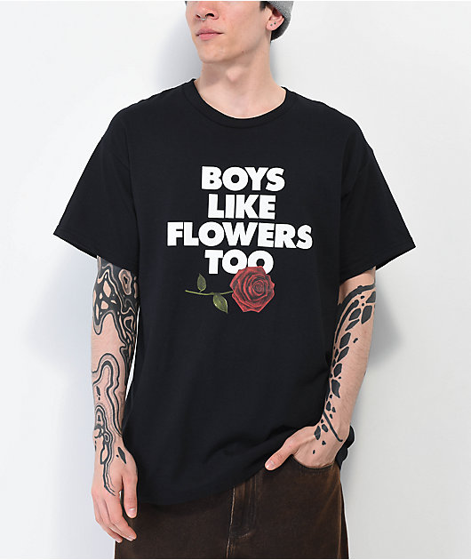 Can't Blame The Youth Boys Like Flowers Too Black T-Shirt | Zumiez