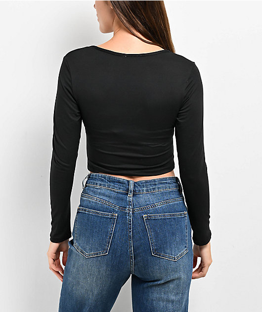 BLACK CAP SLV CROP TOP main image 1