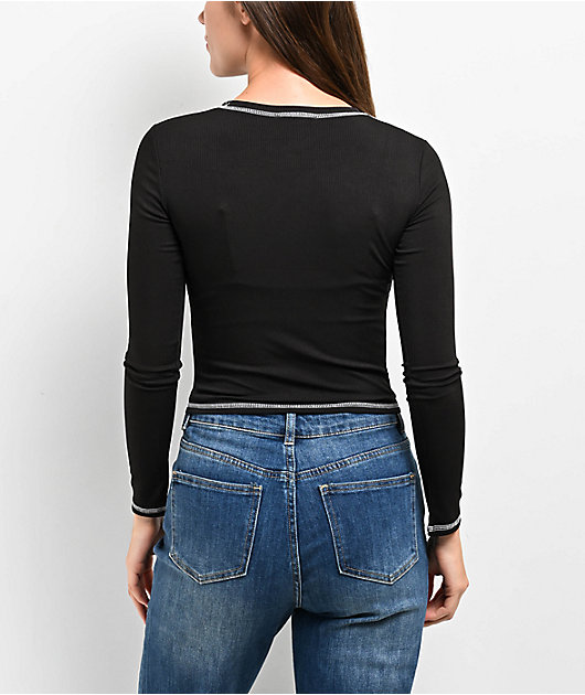 Capella NY Contrast Black Long Sleeve T-Shirt