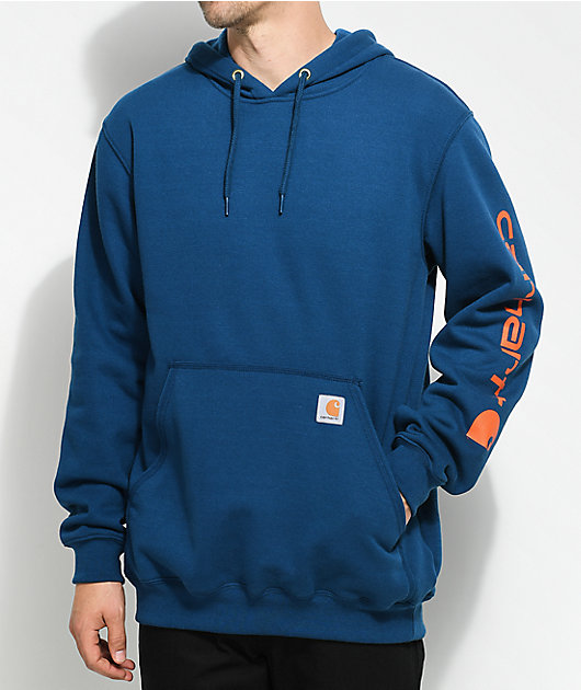 Carhartt hoodie blue and orange Clearance