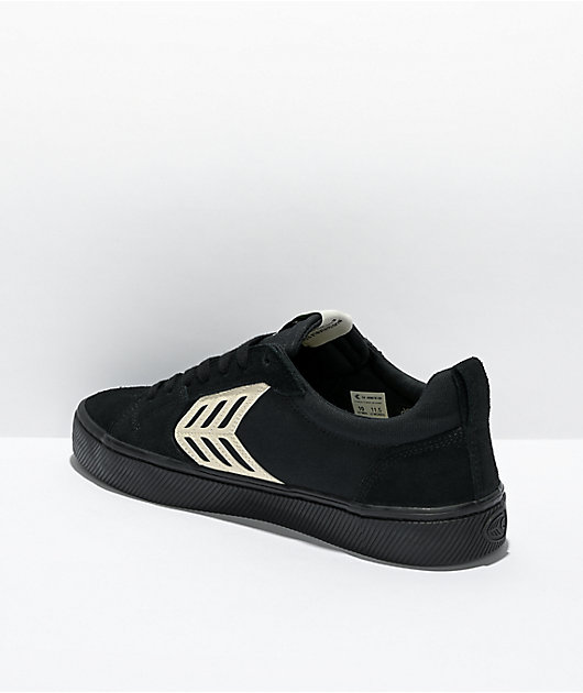 Cariuma Catiba Pro All Black Suede & Ivory Skate Shoes