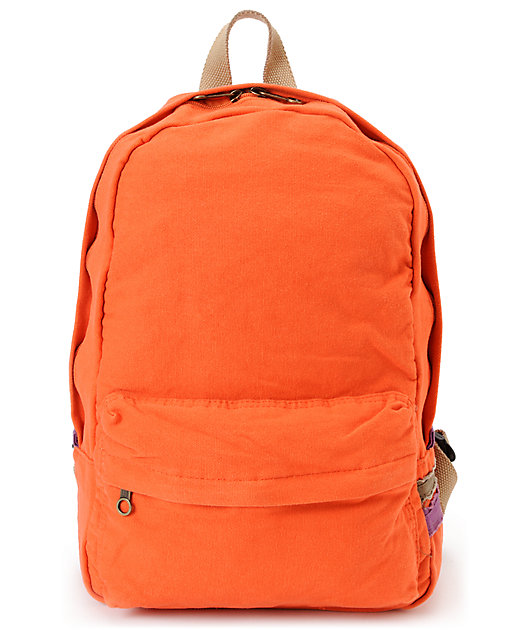 orange canvas backpack