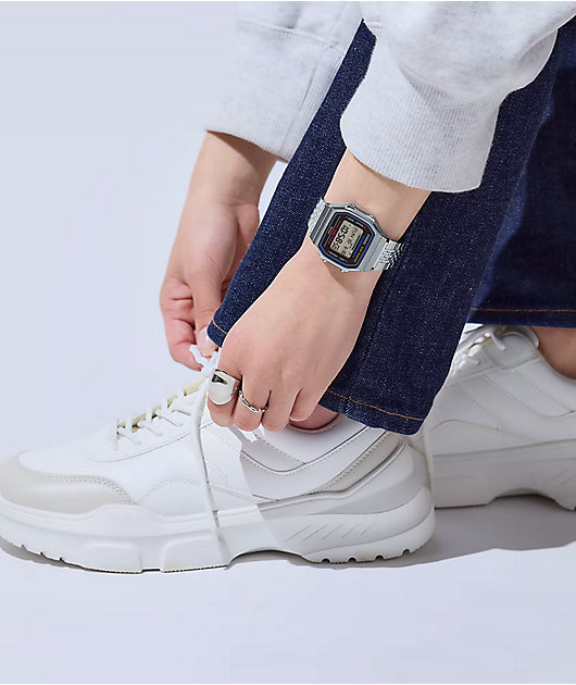 Casio silver digital watch women's outlet
