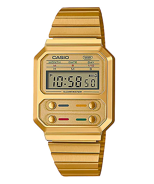 Casio A100WEG-9AVT Vintage Revival Gold Digital Watch | Zumiez