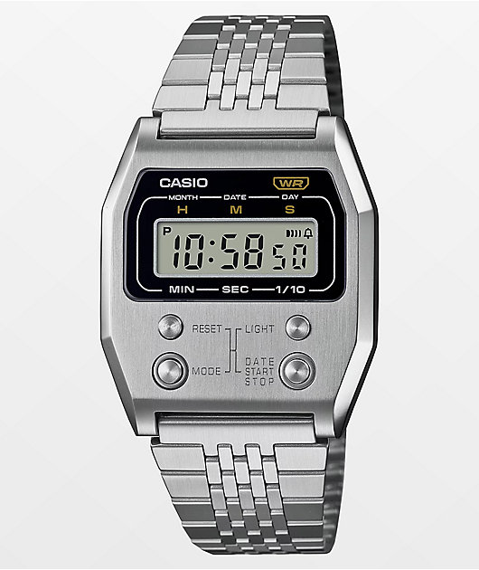 Silver digital watch discount