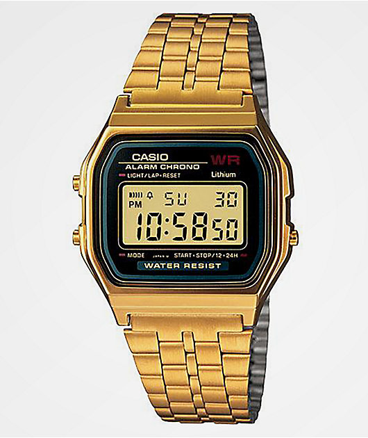Casio A159WGEA 1VT Vintage Black Gold Watch Zumiez