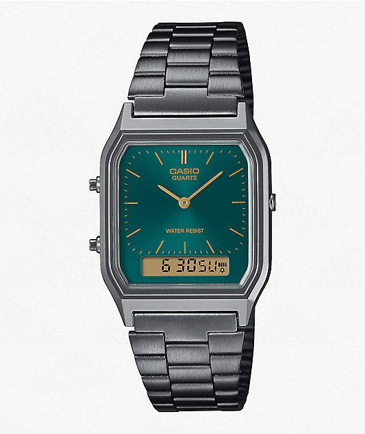 Casio AQ-230GA-3A Vintage Gold & Green Analog & Digital Watch