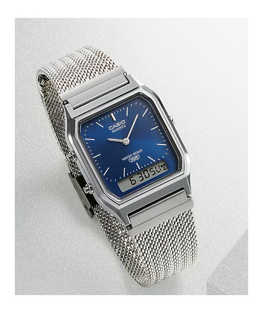 Casio AQ230EM-2A Silver & Blue Analog & Digital Watch