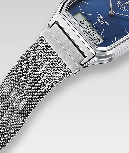 Casio AQ230EM-2A Silver & Blue Analog & Digital Watch | Zumiez