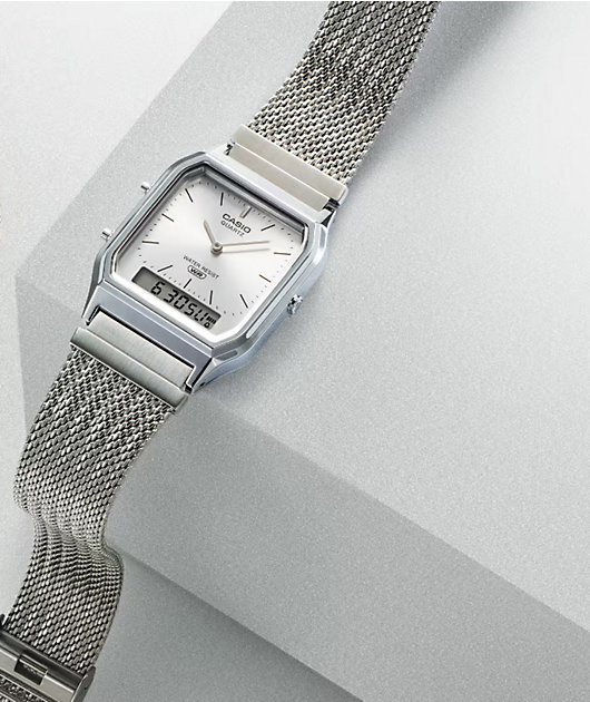 Casio AQ230EM-2A Silver Analog & Digital Watch