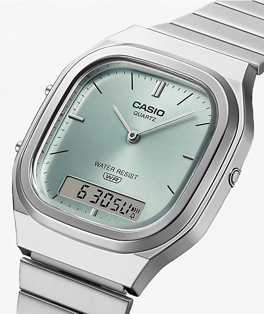 Casio AQ240E-2A Silver & Warm Blue Analog & Digital Watch