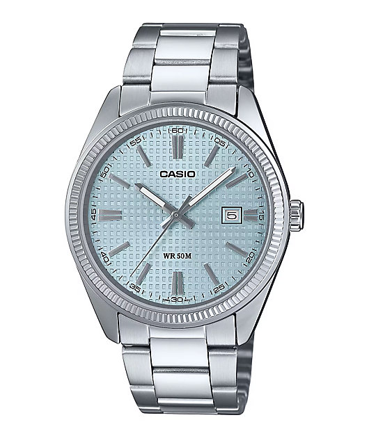 カシオス Casio MTP130PEC-2AVVT Silver & Blue Analog Watch | Zumiez