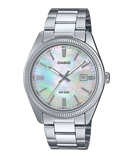 Casio MTP130PSC-7AVVT Silver & Shell Analog Watch | Zumiez