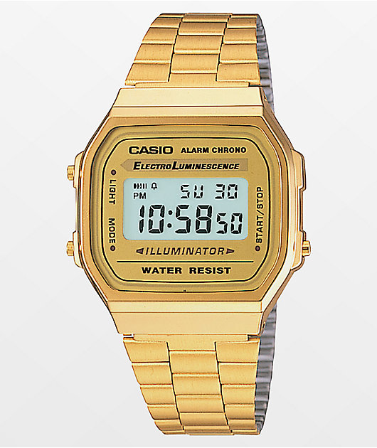 Cubeta billetera Buena voluntad Casio Vintage reloj digital en todo oro
