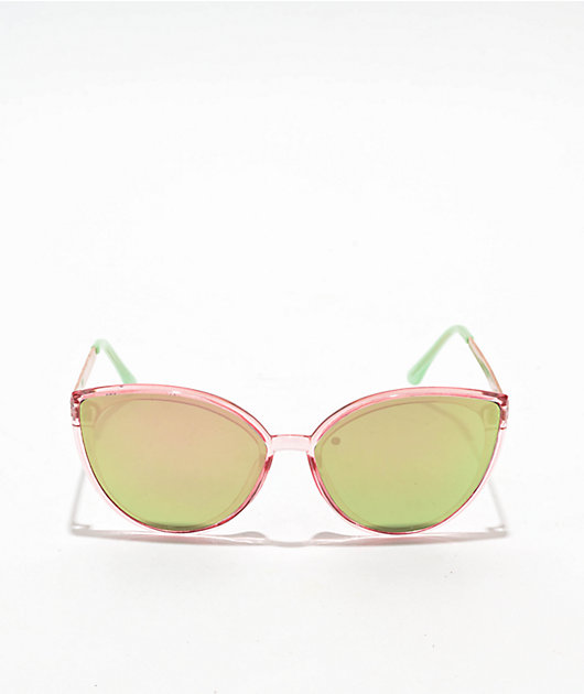 Cat Eye Pink & Green Sunglasses