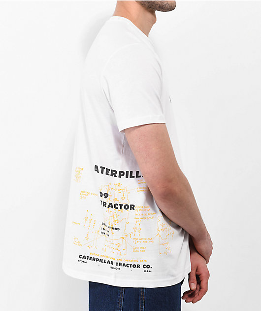 Caterpillar Schematics White T-Shirt