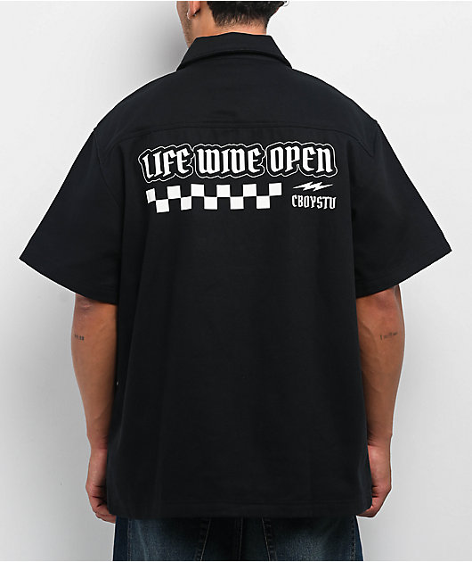 CboysTV Life Wide Open Black Quarter Zip Work Shirt | Zumiez
