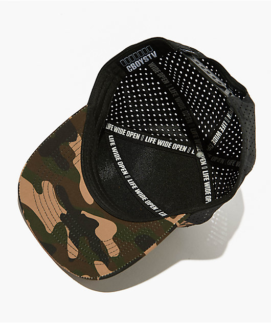 CboysTV Life Wide Open Camo Mesh Snapback Hat | Zumiez