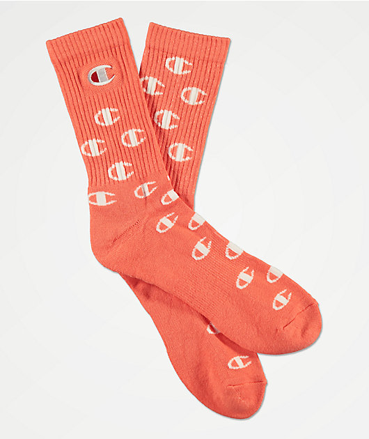 Champion All Over C Groovy Papaya Crew Socks