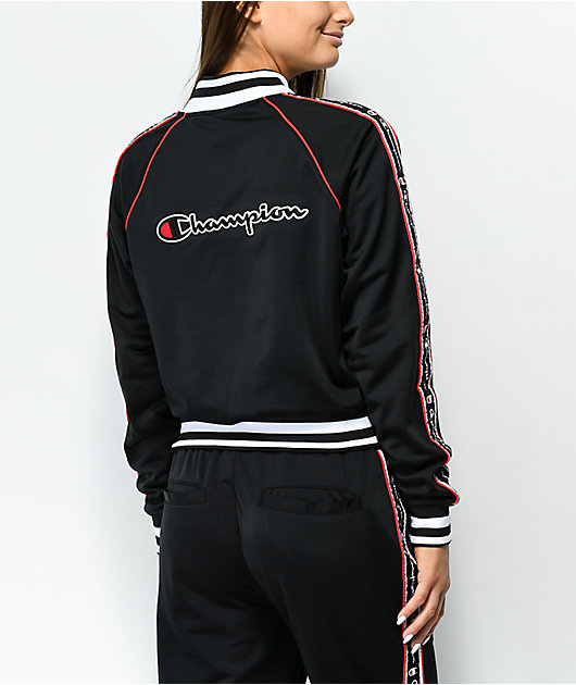 champion black & red taping track jacket