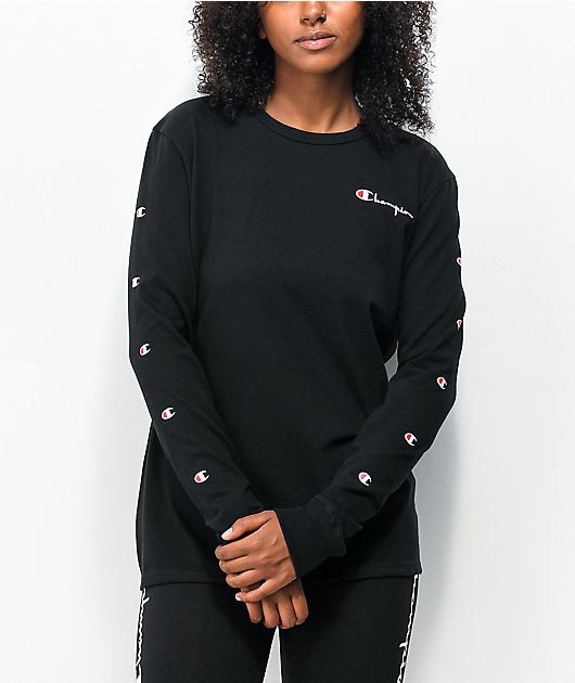 T Shirt Longsleeve Champion Champion Black Long Sleeve T Shirt