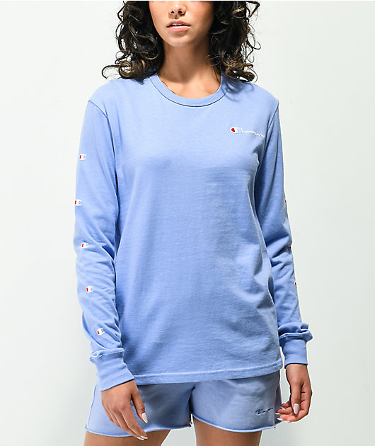 Champion Boyfriend Fit Charm Blue Long Sleeve T Shirt Zumiez