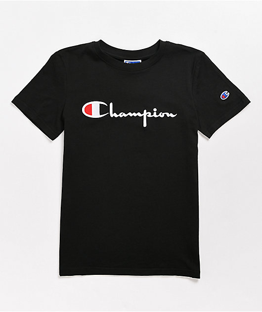 Champion Boys Embroidered Script Black T-Shirt