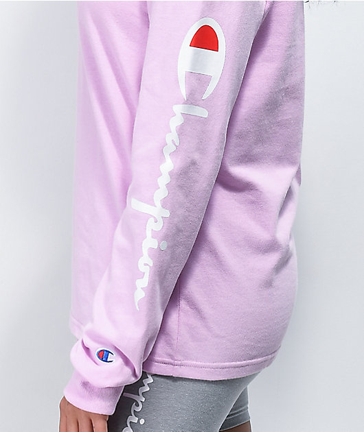 Champion C Logo Light Purple Long Sleeve T-Shirt