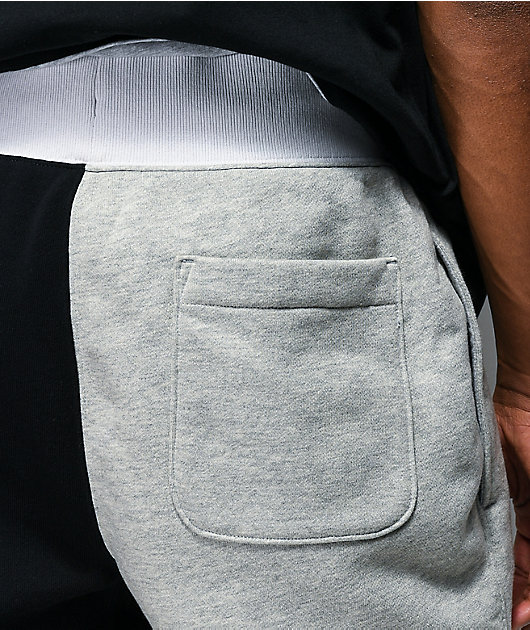 champion c logo reverse weave black & grey colorblock jogger sweatpants