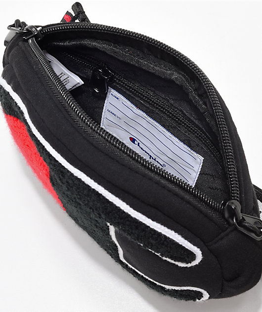 champion chenille logo black waist pack