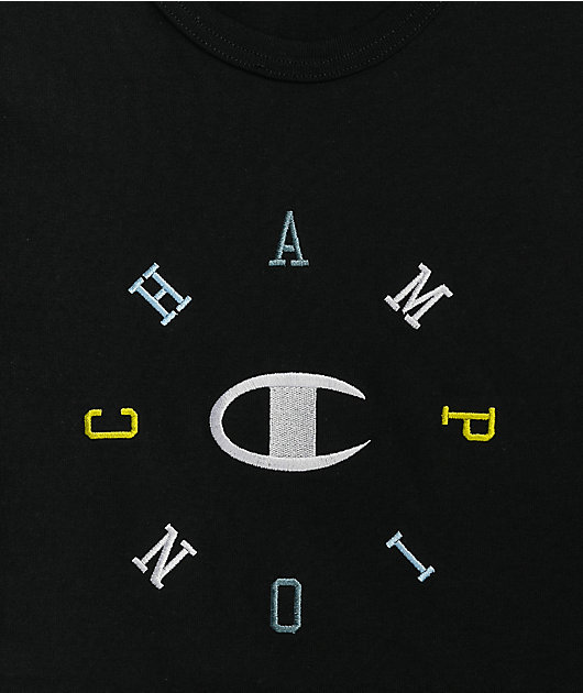 Champion Circle Multi Logo Black T-Shirt