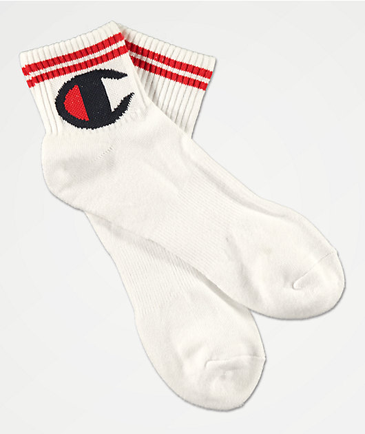 Champion Classic Big C Logo White Ankle Socks