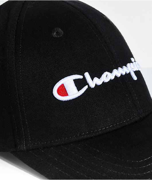 Champion Classic Twill Black Strapback Hat