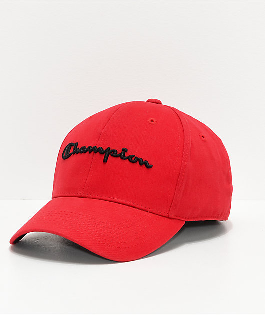 Champion Classic Twill Scarlet Black Strapback Hat