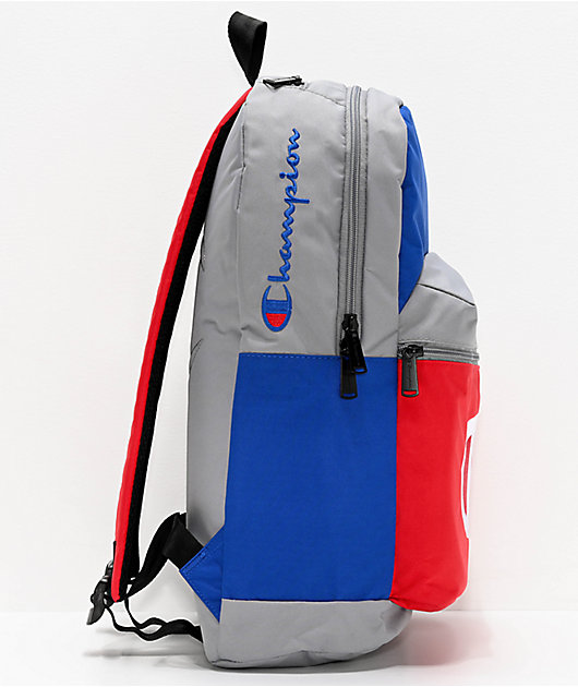 Champion Color Block Grey, Blue & Red Backpack