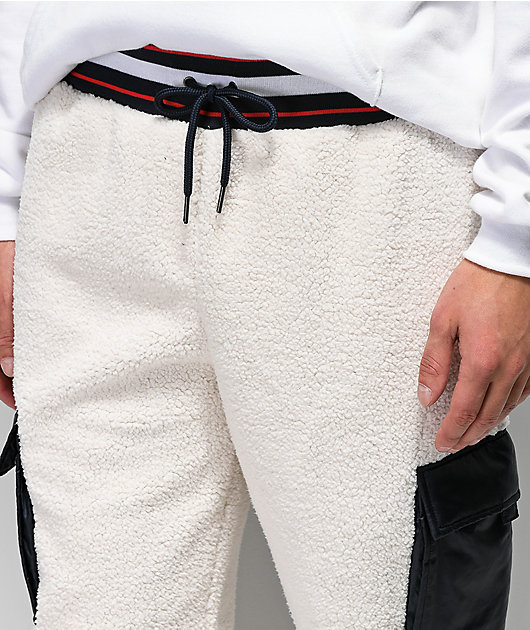 champion cream sherpa utility sweatpants