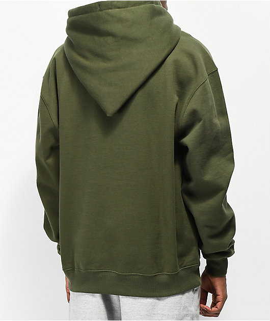 champion fleece lined green hoodie