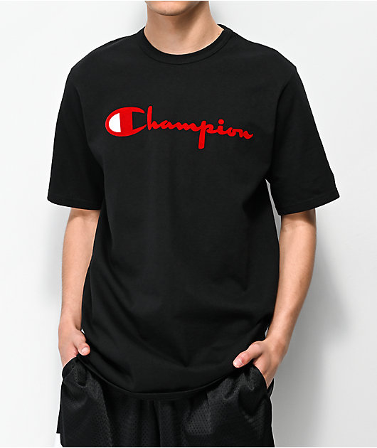 black and red tee shirt