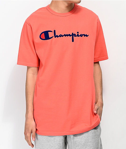 orange and blue champion shirt
